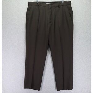 Greg Norman for Tasso Elba Pants Mens 36x30 Five Iron Golf Dress Brown Plaid